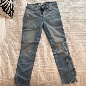 Madewell Blue Distressed Skinny Jeans